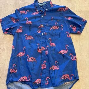 Chubbies Pink Flamingo Button Down Short-Sleeve Dress Shirt - Size M